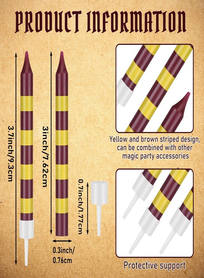 MTLEE 12 Pcs Wizard Birthday Candles Bulk Magical Wizard Inspired Toppers Candles Yellow and Brown Birthday Cake Topper for Kids Magical Wizard Birthday Decoration Supplies Party Favor - Image 2