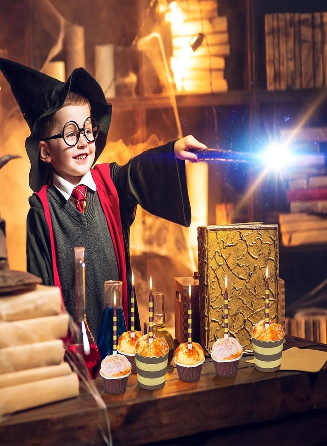 MTLEE 12 Pcs Wizard Birthday Candles Bulk Magical Wizard Inspired Toppers Candles Yellow and Brown Birthday Cake Topper for Kids Magical Wizard Birthday Decoration Supplies Party Favor - Image 5