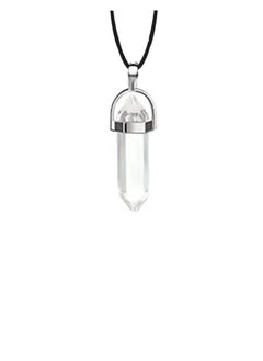 Fayrouz Jewellery Unisex crystal necklace with a natural leather cord and a crystal pendant of stones, a unisex hexagonal pendant from Fayrouz Jewelry  - Image 1