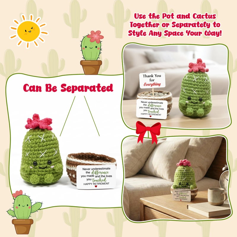 OASSIE Retirement Gift for Woman - Emotional Support Crochet Cactus with Card - Appreciation Retirement Gifts for Women, Retired Goodbye Going Away Farewell Gifts for Coworkers Boss Teachers Nurses - Image 5