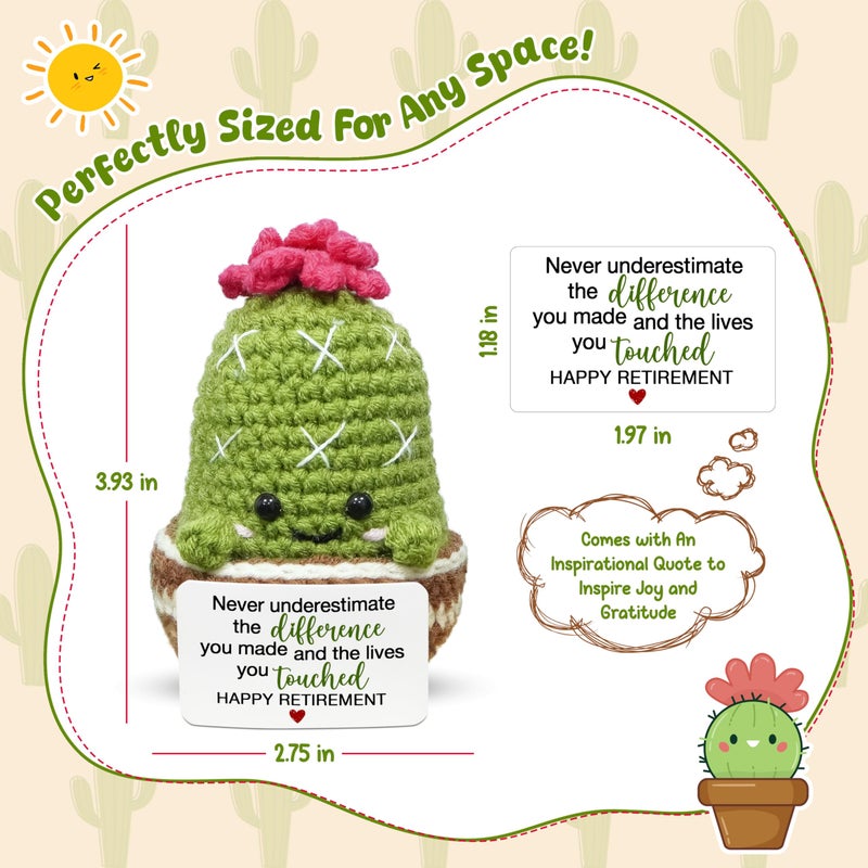 OASSIE Retirement Gift for Woman - Emotional Support Crochet Cactus with Card - Appreciation Retirement Gifts for Women, Retired Goodbye Going Away Farewell Gifts for Coworkers Boss Teachers Nurses - Image 3