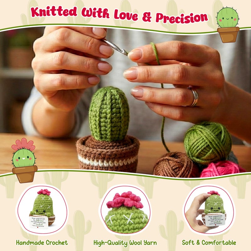 OASSIE Retirement Gift for Woman - Emotional Support Crochet Cactus with Card - Appreciation Retirement Gifts for Women, Retired Goodbye Going Away Farewell Gifts for Coworkers Boss Teachers Nurses - Image 4