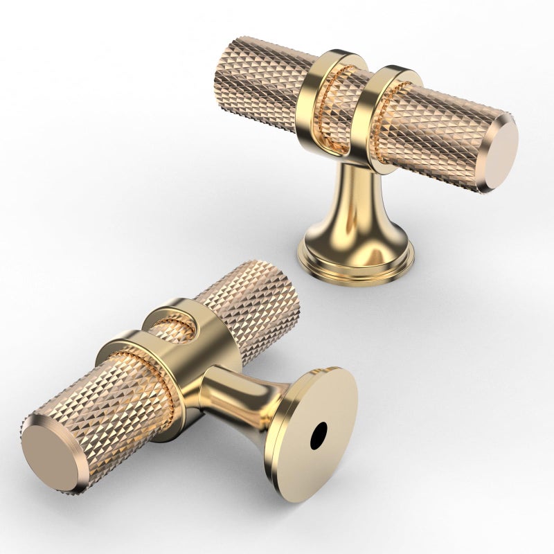 9BUILD 10 Pack 2 Inch Brushed Gold Knurled Kitchen Knobs Gold Drawer Knobs for Cabinets and Drawers - Image 2