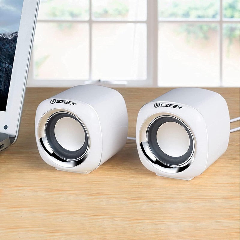 Aerbee Computer Speaker, Portable USB Speaker Small Mighty Solid Wired Multimedia Stereo Speakers for PC Monitor Desktop Laptop Gaming Smartphones Tablets Projectors TVs Home - Image 2