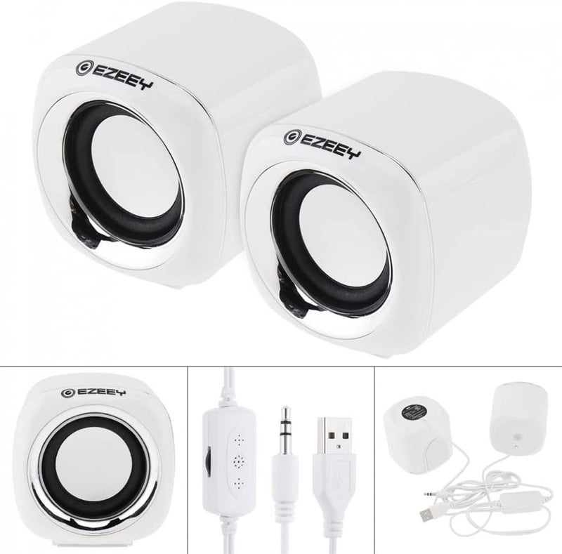 Aerbee Computer Speaker, Portable USB Speaker Small Mighty Solid Wired Multimedia Stereo Speakers for PC Monitor Desktop Laptop Gaming Smartphones Tablets Projectors TVs Home - Image 3