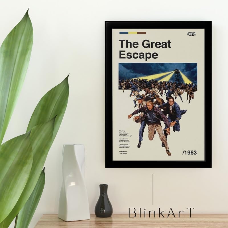 BLINKART BLINKART Aesthetic The Great Escape Movie Photo Frame Album Poster Mid Century Wall Art Print Decor For Home Bedroom Living Room Bedroom Home Office Study Room  - Image 2