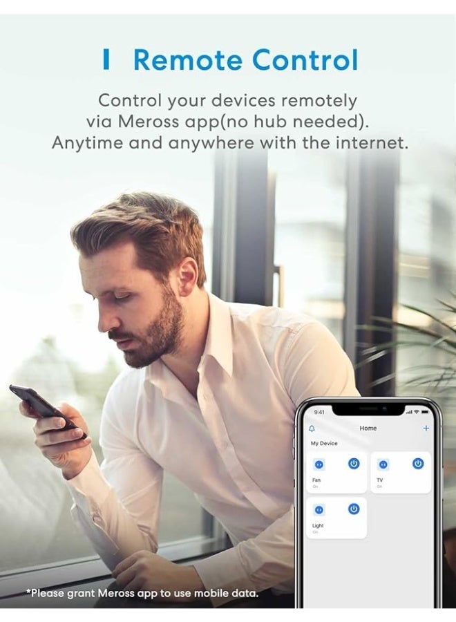 meross Smart Plug 4Pack, Apple HomeKit Google Alexa SmartThings Supported, Voice Remote Control, Timer Function, WiFi Plug, for Android and iOS, No Hub Required, 2.4G Only - Image 2