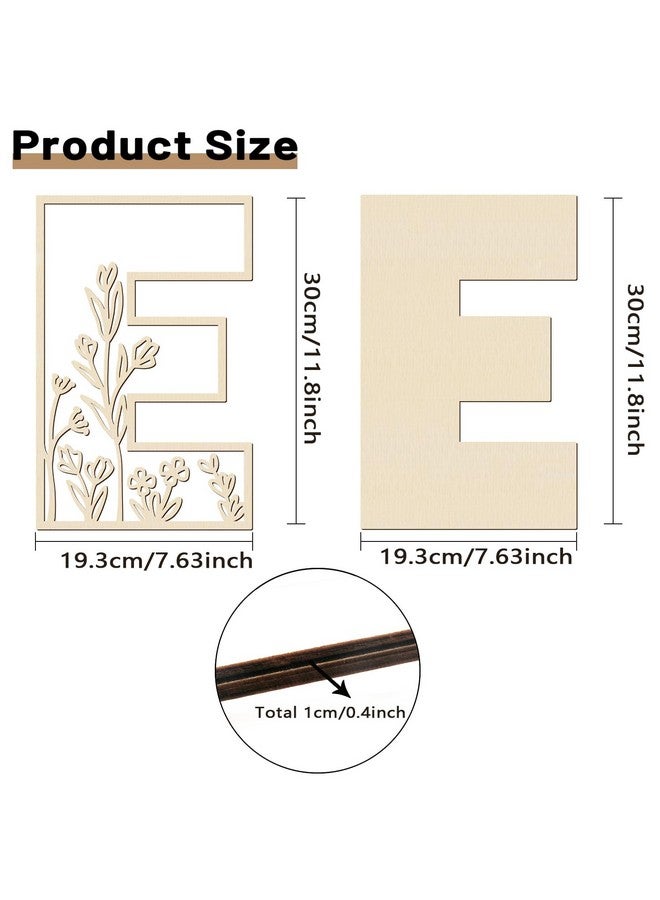Longan Craft Layered 12 Inch Large Wooden Letters for Wall Decor, Flowered Paintable Wooden Nursery Letters for Crafts Wood Alphabet Letter E for Birthday Boho Nursery Name Sign Wedding Home Decoration - Image 2