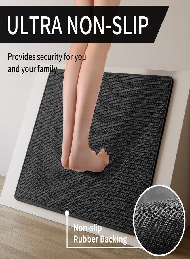 YDKGL Kitchen Mats for Floor, Super Absorbent Kitchen Rugs Non Slip Washable, Soft Imitation Linen Braided Kitchen Runner Rug, Standing Mat Sink Mat, Easy to Clean, Black 17x47 - Image 3