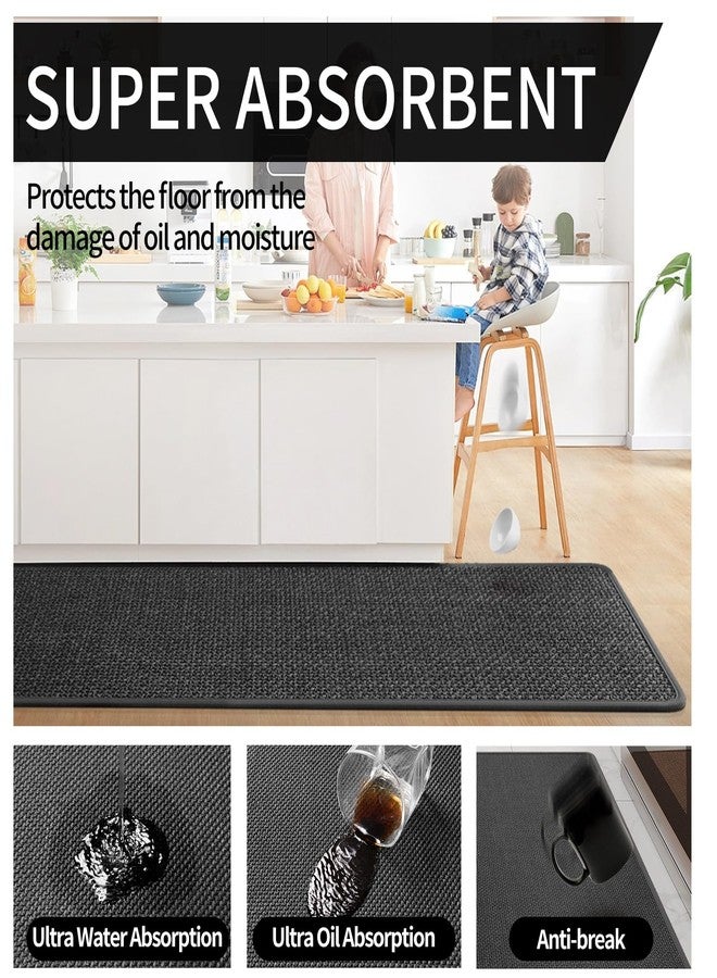 YDKGL Kitchen Mats for Floor, Super Absorbent Kitchen Rugs Non Slip Washable, Soft Imitation Linen Braided Kitchen Runner Rug, Standing Mat Sink Mat, Easy to Clean, Black 17x47 - Image 5