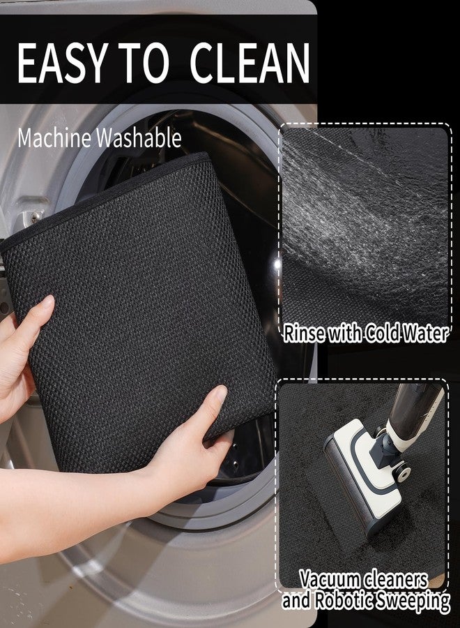 YDKGL Kitchen Mats for Floor, Super Absorbent Kitchen Rugs Non Slip Washable, Soft Imitation Linen Braided Kitchen Runner Rug, Standing Mat Sink Mat, Easy to Clean, Black 17x47 - Image 4