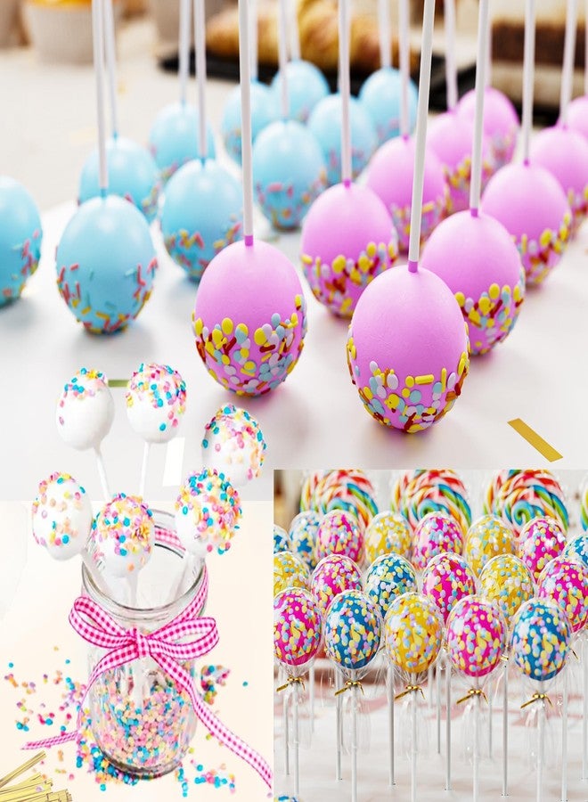 AENTGIU Cake Pop Thick Sticks and Wrappers Kit, Including 100ct 6-inch 5mm Diameter Paper Lollipop Sticks, 100ct Clear Candy Bags Parcel, 100ct Gold Twist Ties for Cakepop, Lollipop, Hard Candy - Image 5