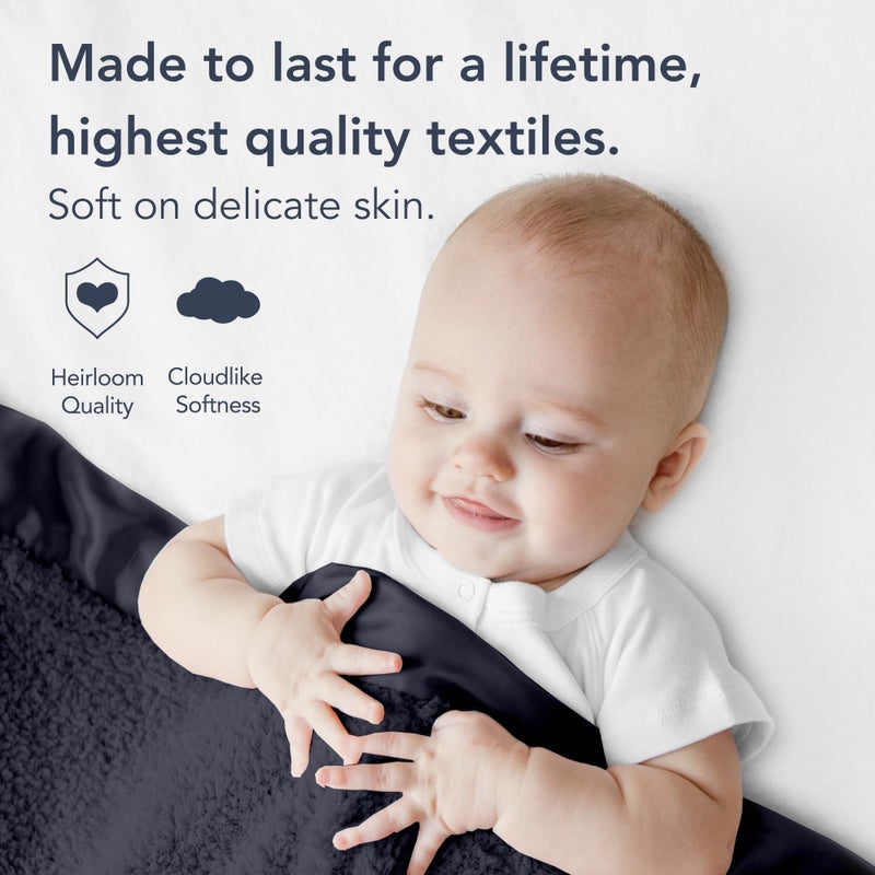 Little Giraffe Chenille Baby Blanket - 29x35” Soft Chenille with Satin Trim, Midnight | Ultra-Soft, Gentle & Safe, Lightweight & Breathable for Newborns & Toddlers - Image 2