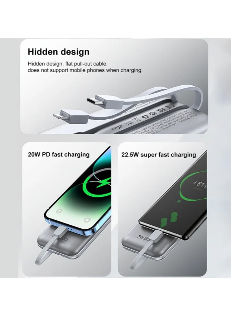 10000mAh YP48 Power Bank Digital Display 20W PD Fast Charge Grey