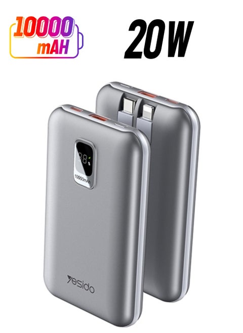 10000mAh YP48 Power Bank Digital Display 20W PD Fast Charge Grey