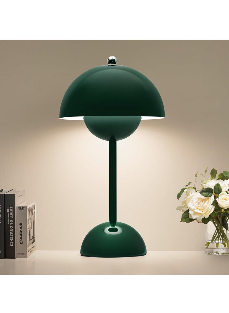Flower Pot Cordless Table Lamp, 1200mAh Battery Mushroom Table Lamp, Portable Garden Table Lamp, Bedside Table Small Rechargeable Lamp, Dimmable Touch Bedroom Lamp, Suitable for Indoor and Outdoor (Green) - Image 1