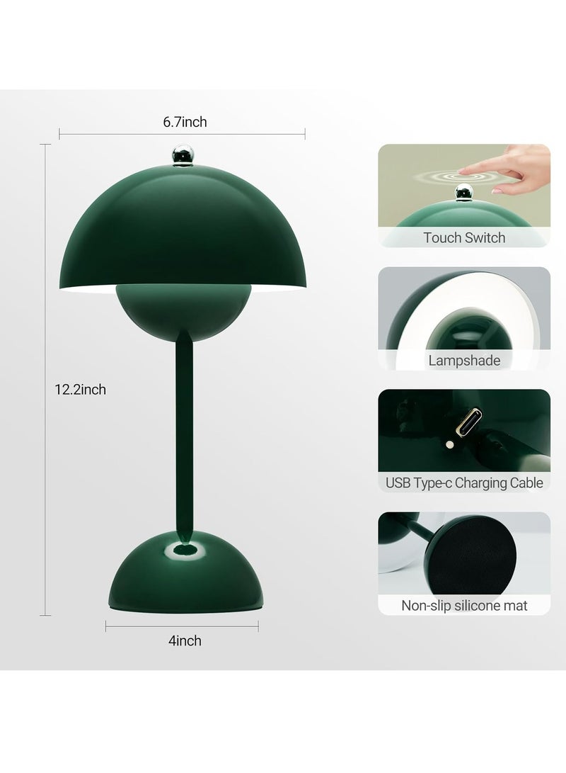 Flower Pot Cordless Table Lamp, 1200mAh Battery Mushroom Table Lamp, Portable Garden Table Lamp, Bedside Table Small Rechargeable Lamp, Dimmable Touch Bedroom Lamp, Suitable for Indoor and Outdoor (Green) - Image 4