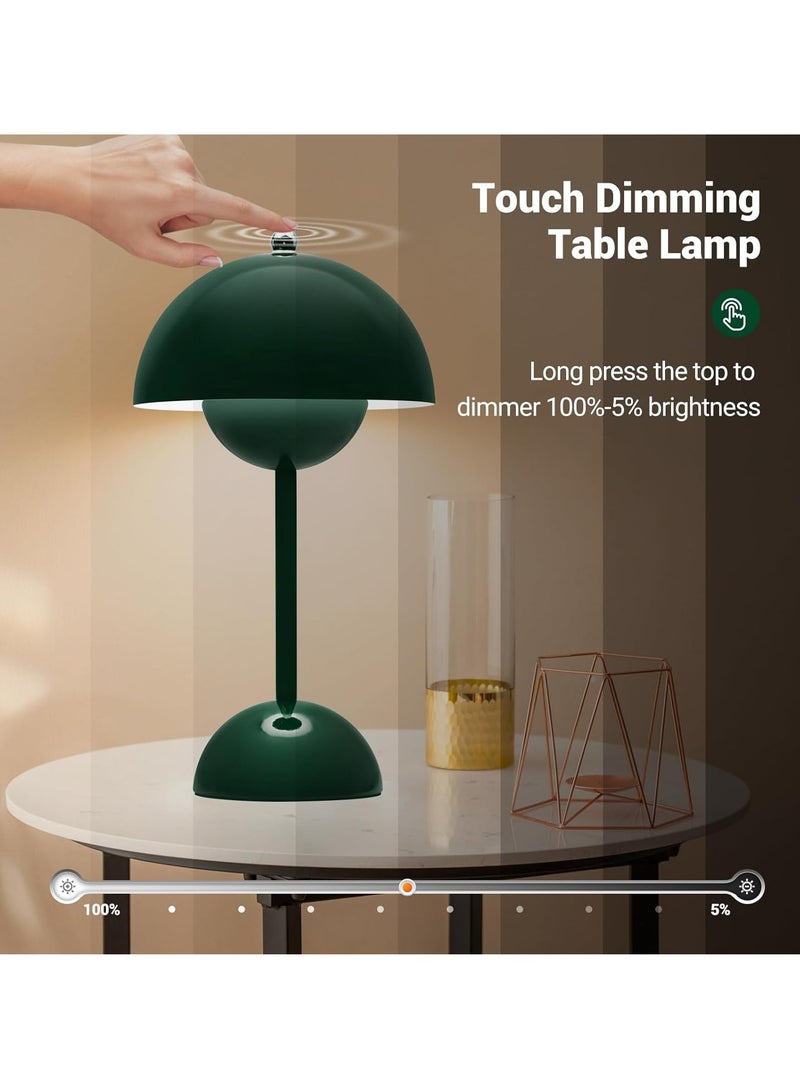 Flower Pot Cordless Table Lamp, 1200mAh Battery Mushroom Table Lamp, Portable Garden Table Lamp, Bedside Table Small Rechargeable Lamp, Dimmable Touch Bedroom Lamp, Suitable for Indoor and Outdoor (Green) - Image 2