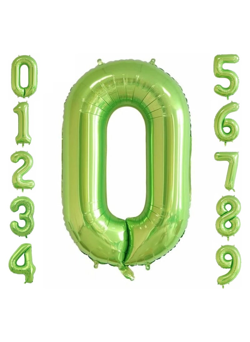 Party with Emma Green Number Balloons 40 Inch Birthday Foil Balloon Party Decorations Supplies Wedding Bachelorette Birthday Bridal Shower Graduation Anniversary Celebration Decoration Fly with Helium (Number 0)  - Image 1