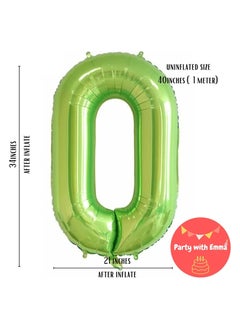 Party with Emma Green Number Balloons 40 Inch Birthday Foil Balloon Party Decorations Supplies Wedding Bachelorette Birthday Bridal Shower Graduation Anniversary Celebration Decoration Fly with Helium (Number 0)  - Image 2