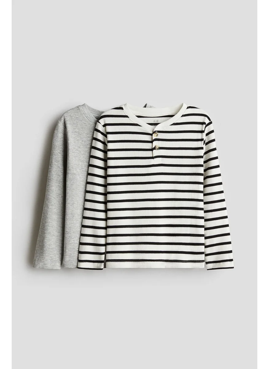 H&M 2-Pack Ribbed Henley Tops