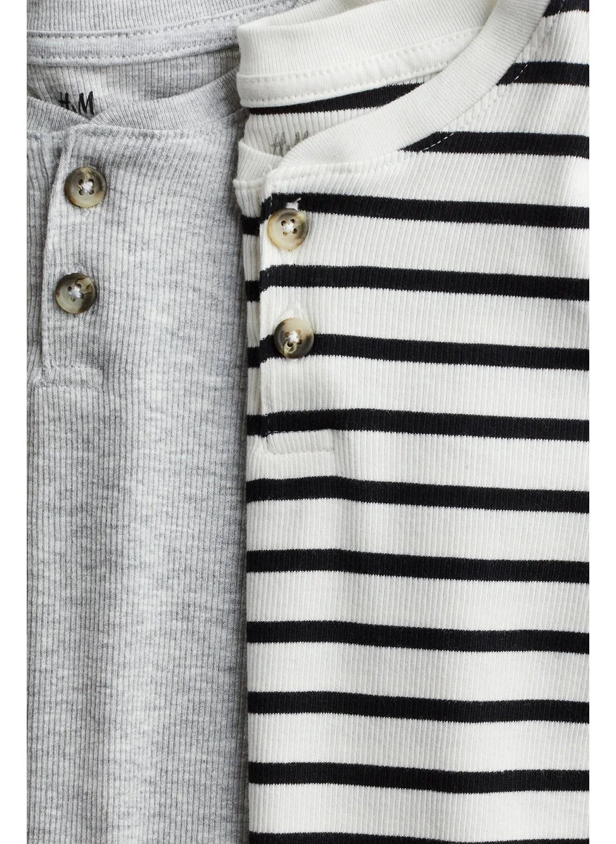 H&M 2-Pack Ribbed Henley Tops