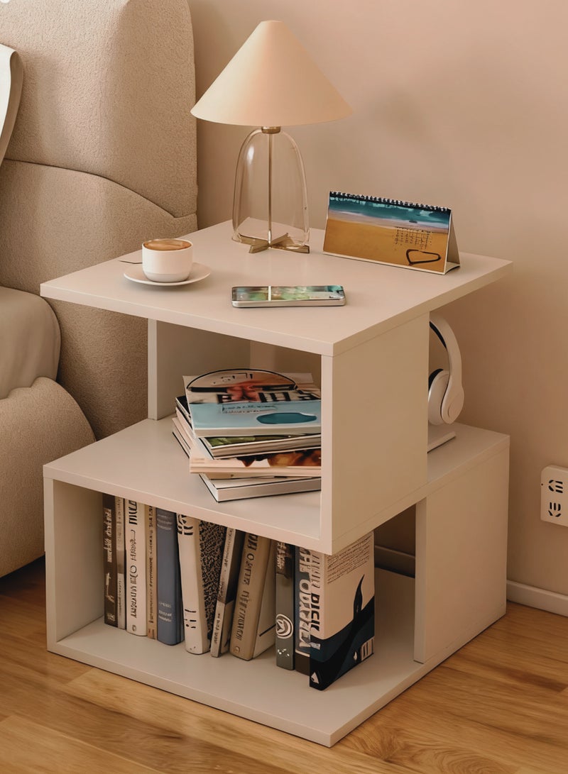 Home Bedside Table,Wood End Table,Modern Minimalist Style,Mini Storage Cabinet Organizer Rack, Suitable for Bedroom Living Room Sofa (White,MFJ40) - Image 2