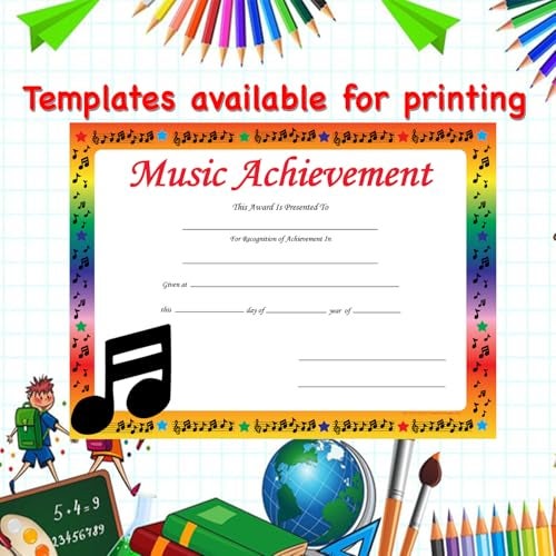 SHAPES ETC. 30 pcs Music Achievement Recognition Certificates 11in x 8.5in Academic Recognition Music Teachers School Certificate Musicians Musical Award Kids Awards Band Achievements Made in The USA - Image 4
