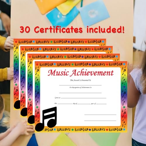 SHAPES ETC. 30 pcs Music Achievement Recognition Certificates 11in x 8.5in Academic Recognition Music Teachers School Certificate Musicians Musical Award Kids Awards Band Achievements Made in The USA - Image 5
