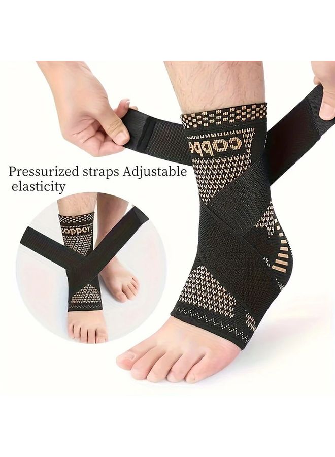 2 Sets Adjustable Copper Ankle Braces High Elasticity Breathable Nylon Compression Support - Image 5