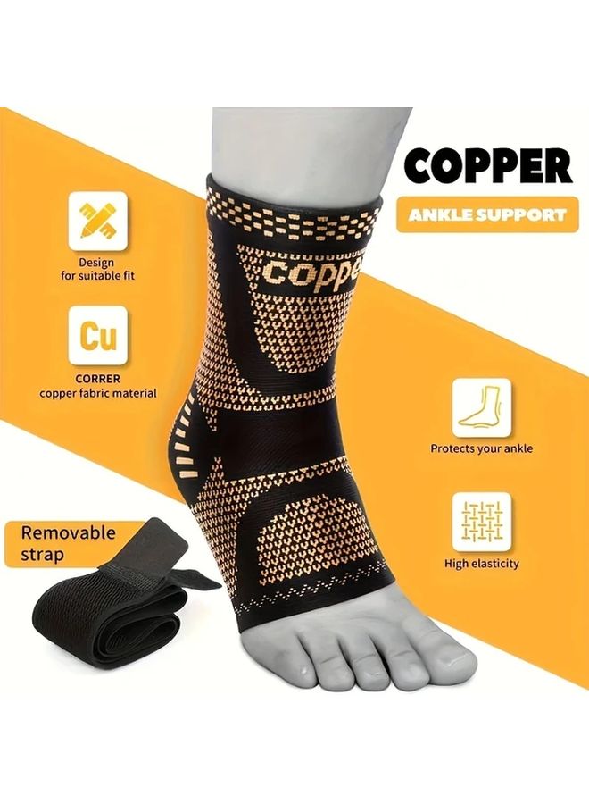 2 Sets Adjustable Copper Ankle Braces High Elasticity Breathable Nylon Compression Support - Image 2