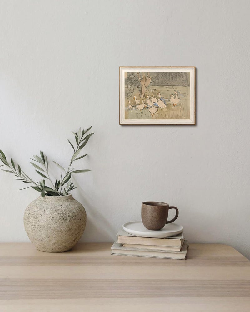 KISSFOX Framed Wall Art Vintage Wall Decor Ducks Canvas Art Animal Pictures Country Farmhouse Paintings Artwork For Living Room Bedroom Bathroom Kitchen - Image 3