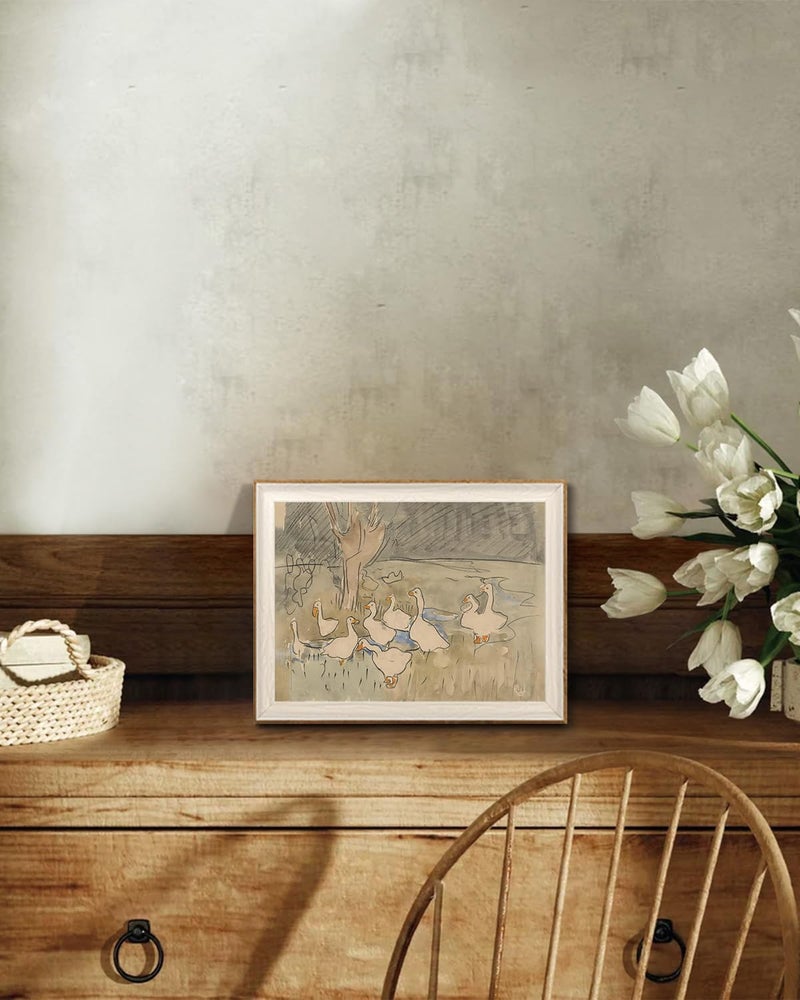 KISSFOX Framed Wall Art Vintage Wall Decor Ducks Canvas Art Animal Pictures Country Farmhouse Paintings Artwork For Living Room Bedroom Bathroom Kitchen - Image 2