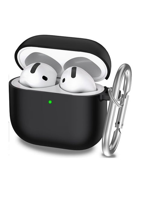 Silicone Protective  Case Cover  for AirPods 4/4ANC (2024) with Keychain (Black)