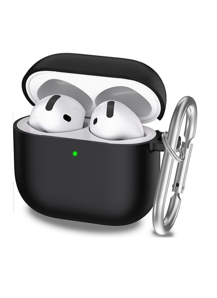 Generic - Silicone Protective  Case Cover  for AirPods 4/4ANC (2024) with Keychain (Black) - Image 1