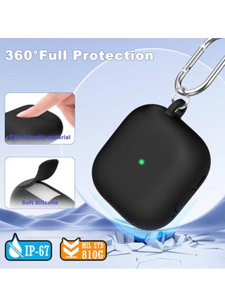 Silicone Protective  Case Cover  for AirPods 4/4ANC (2024) with Keychain (Black) - view 3