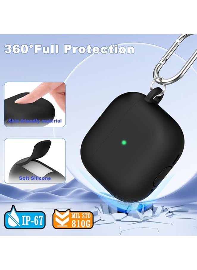 Generic - Silicone Protective  Case Cover  for AirPods 4/4ANC (2024) with Keychain (Black) - Image 1