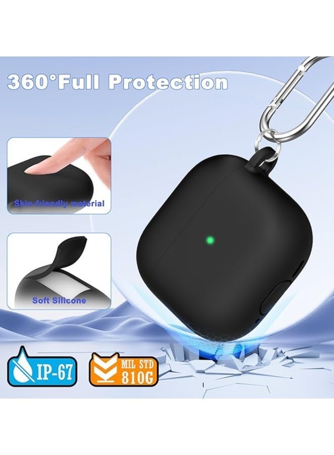 QIRG Silicone Protective Case Cover for AirPods 5/AirPods 4/Airpods 4 ANC with Keychain (Black) - Image 3
