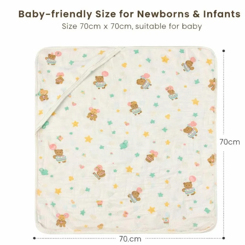 TUMMY  TUMMY New Born Baby Muslin Hooded Towel Pack of 2  | Best Price UAE