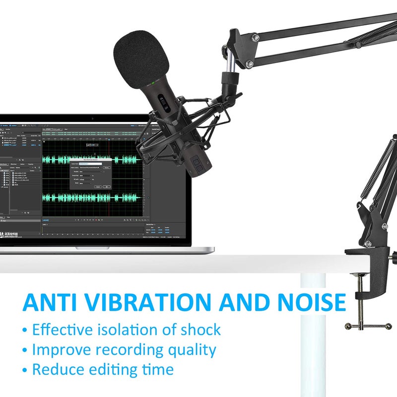 SUNMON Q2U Microphone Shock Mount Holder with Foam Windscreen for Absorbe Vibration and Noise, Pop Filter Suitable for Samson Q2U USB/XLR Dynamic Mic - Image 3