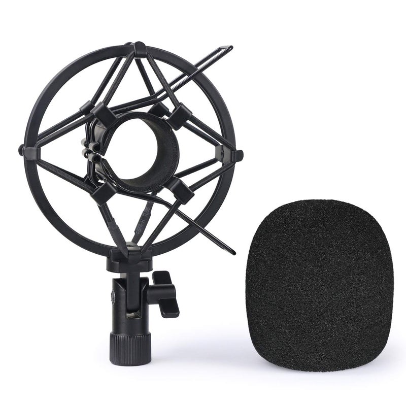 SUNMON Q2U Microphone Shock Mount Holder with Foam Windscreen for Absorbe Vibration and Noise, Pop Filter Suitable for Samson Q2U USB/XLR Dynamic Mic - Image 1