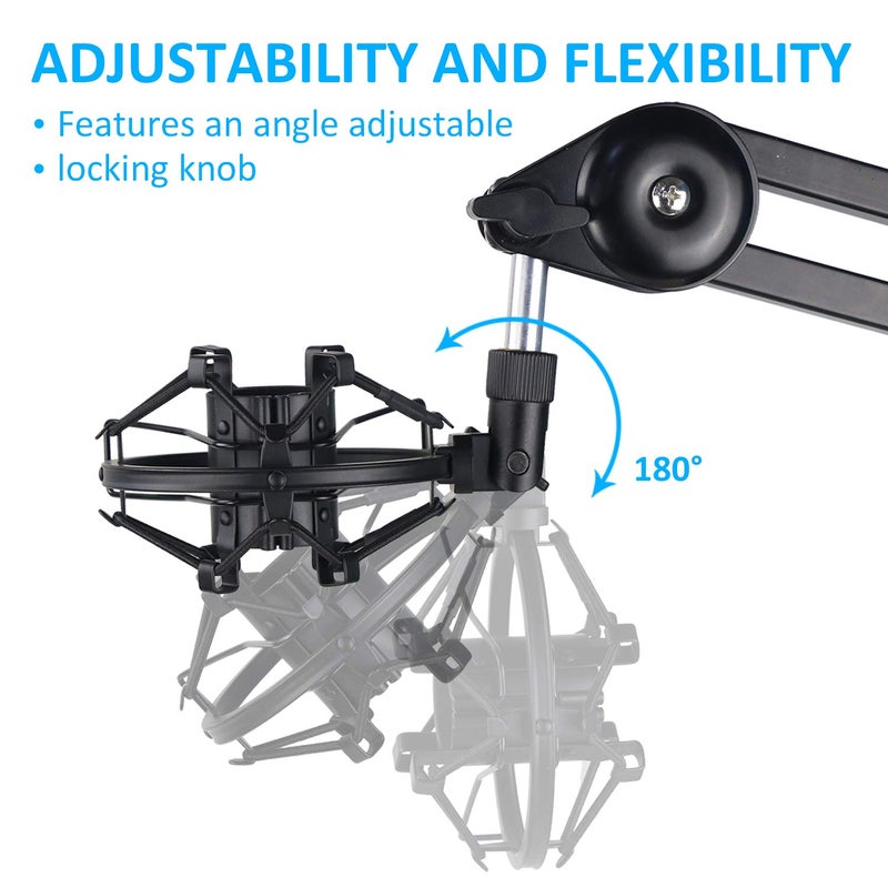 SUNMON Q2U Microphone Shock Mount Holder with Foam Windscreen for Absorbe Vibration and Noise, Pop Filter Suitable for Samson Q2U USB/XLR Dynamic Mic - Image 5