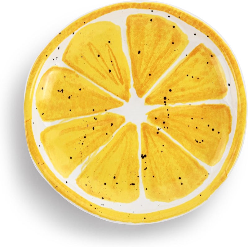 DEMDACO Decorative Serving Dining Dish Appetizer Plate 5 Inch Ceramic Stoneware Lemon - Image 1