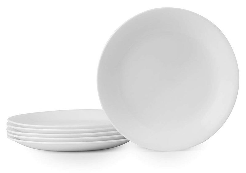 Corelle Vitrelle 6-Piece Salad Plates Set Triple Layer Glass and Chip Resistant, 8-1/2-Inch Lightweight Round Plates, Winter Frost White - Image 1