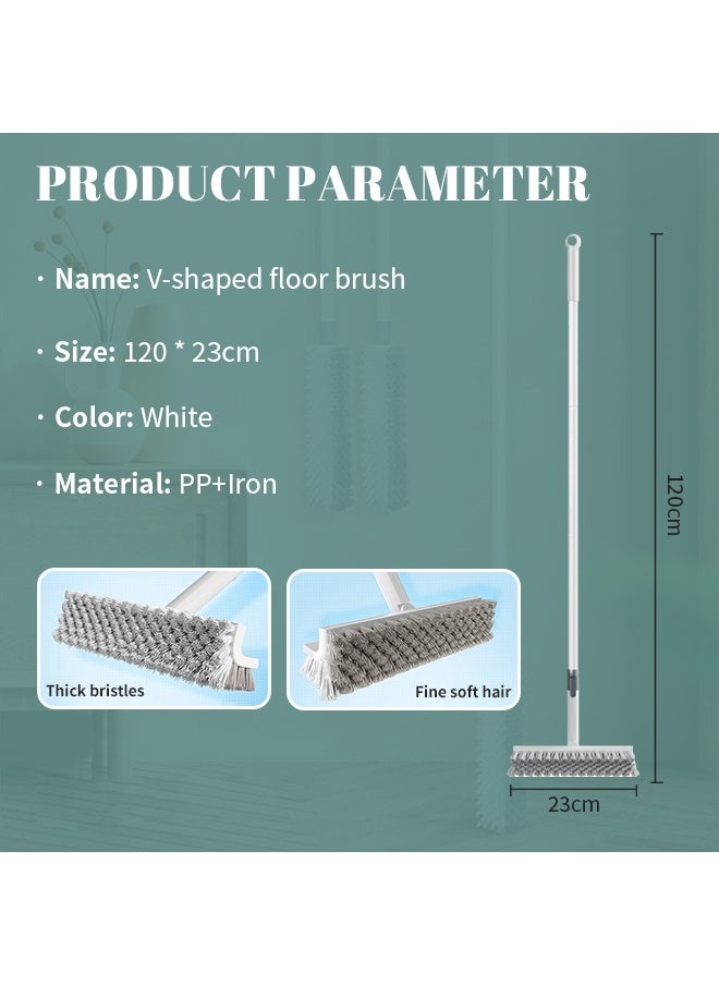 Generic - Multi-Functional Broom V-Shaped Design, Long-Handled Scrub Brush 180° Rotatable Brush Head Design, Suitable for Cleaning in Various Occasions - Image 1