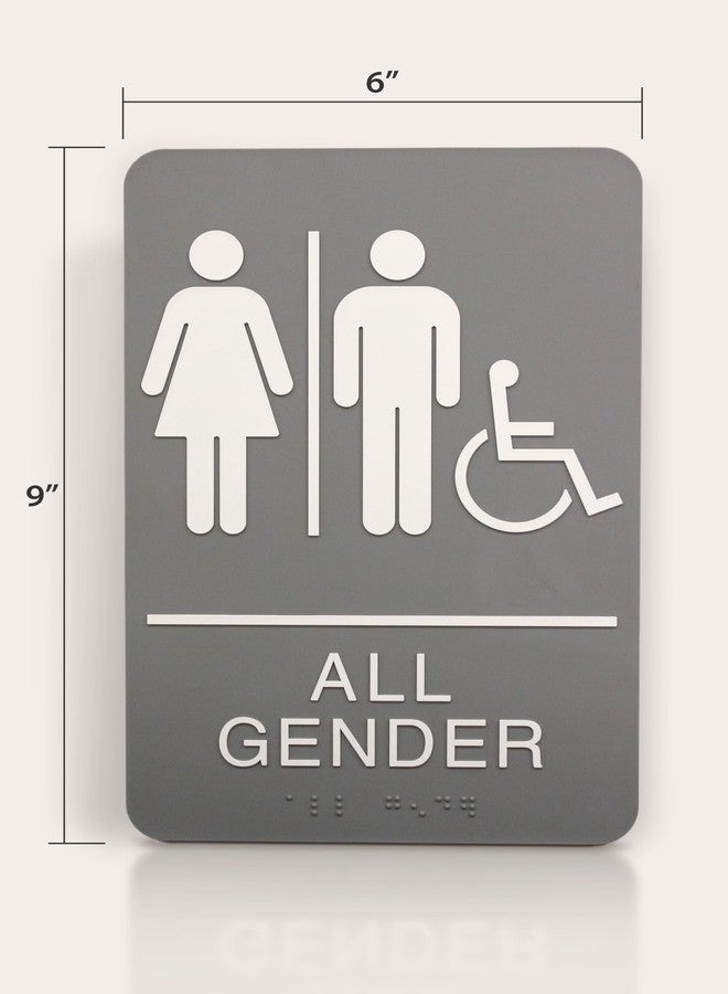 Headline Sign 9489 Wheelchair Accessible All Gender Restroom ADA Sign with Grade 2 Braille and Tactile Graphics, 6" x 9", Gray/White, Made in USA - Image 5