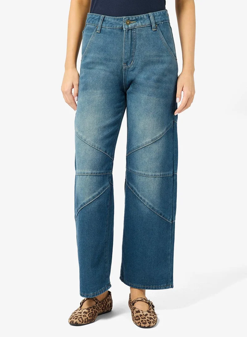 High Rise Barrel Leg Jeans