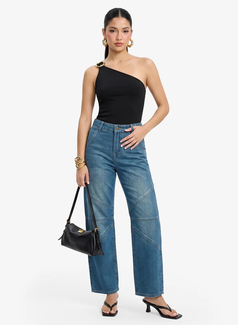 High Rise Barrel Leg Jeans