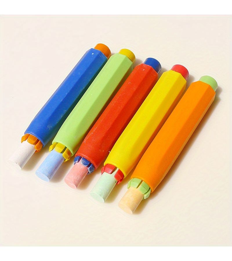 5 Colored Chalk Holders Ultra Fine Round Head Dust Free For Blackboard Writing Drawing - Image 3