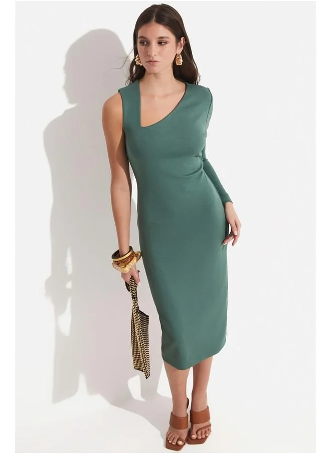 جون June Sleeve Detailed Dress Green